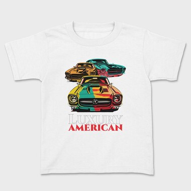Luxury American Trio Muscle Cars Colorful, Kids' T-Shirt