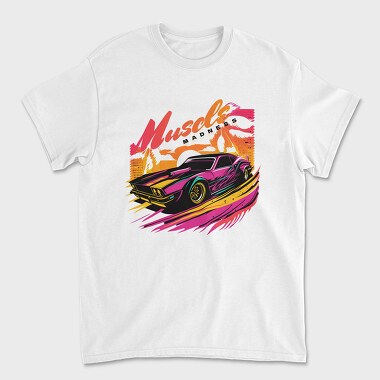 Muscle Car Full Speed Palm Trees SunMuscle Madness Pop, Unisex Men's T-Shirt