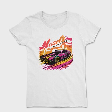 Muscle Car Full Speed Palm Trees SunMuscle Madness Pop, Women's T-Shirt