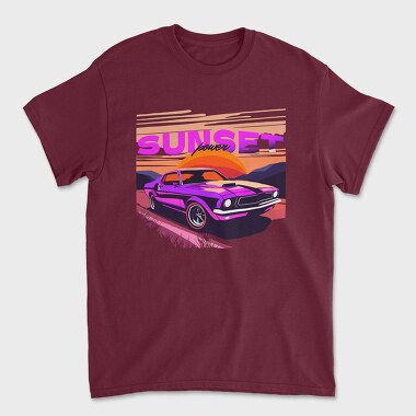 Muscle Car Mountain Sunset, Unisex Men's T-Shirt
