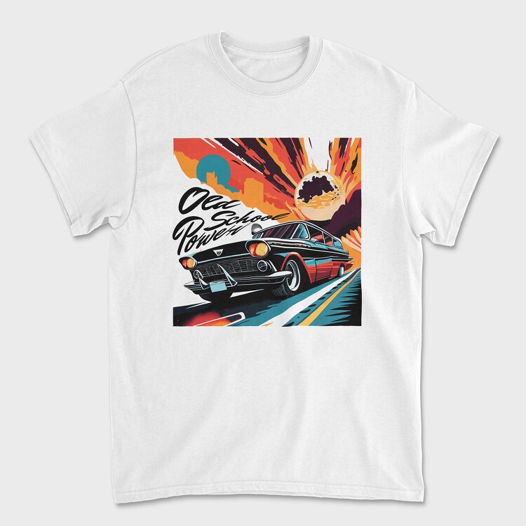 Old School Power Hot Road Cars Comic, Унисекс Мъжка Тениска