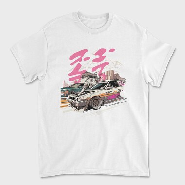 Унисекс Мъжка Тениска, Race Car Competing Girl Manga