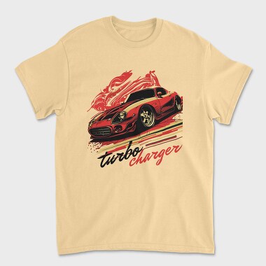 Унисекс Мъжка Тениска, Red Sports Car Turbo Charger