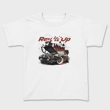 Rev It Up Sports Car Revving Engine Line, Kids' T-Shirt