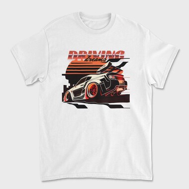 Unisex Men's T-Shirt, Supercar Racing Car Driving Dreams