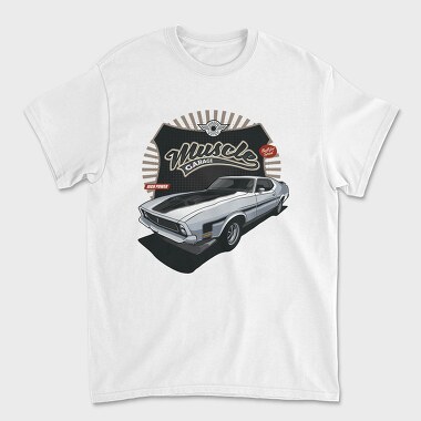 Унисекс Мъжка Тениска, 1972 Ford Mustang Mach 1 Fastback