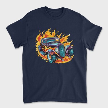 Flame Hotrod Old Car, Unisex Men's T-Shirt