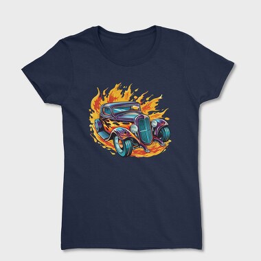 Flame Hotrod Old Car, Women's T-Shirt