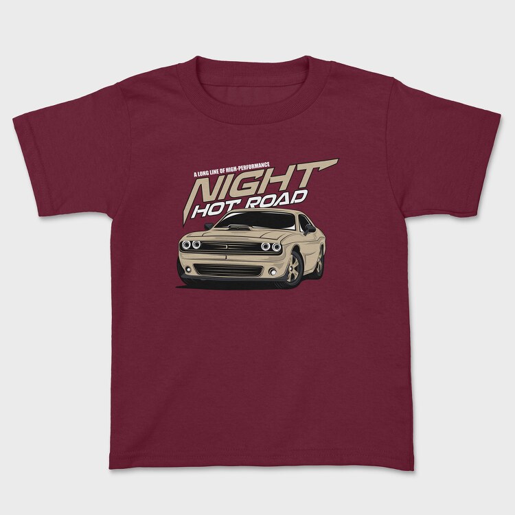 Night Hot Road Mustang, Kids' T-Shirt