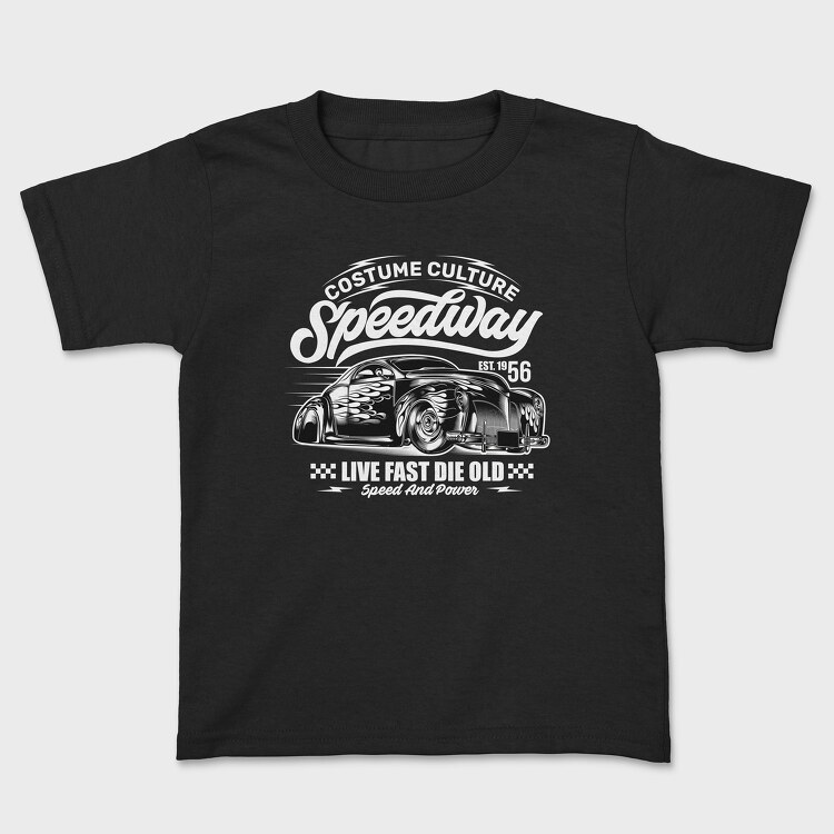 Old Hotrod Car Black and White, Kids' T-Shirt