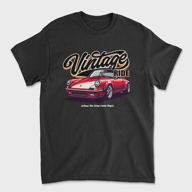 Vintage Ride Porsche, Unisex Men's T-Shirt