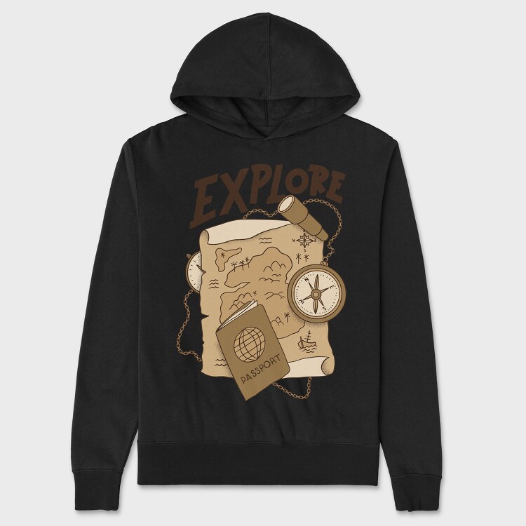 Vintage Explore, Unisex Men's Hoodie