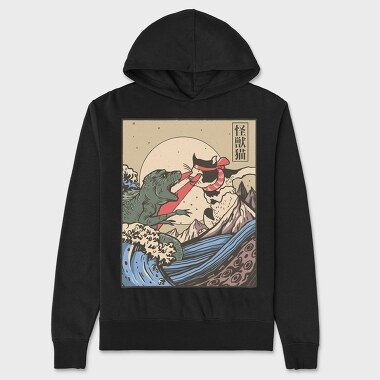 Kaiju Vs Cat, Unisex Men's Hoodie