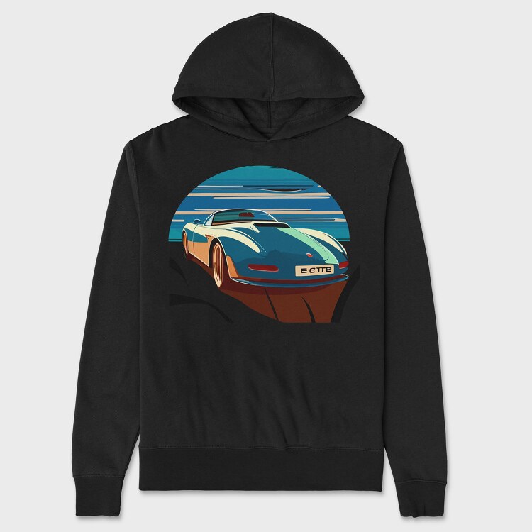 Minimalist Classic Sports Car in Bauhaus Aesthetic, Unisex Men's Hoodie