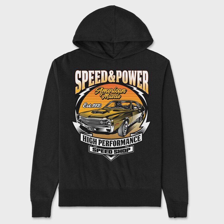 Speed and Power American Muscle 1970, Unisex Men's Hoodie
