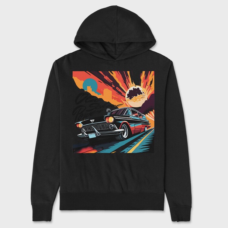 Old School Power Hot Road Cars Comic, Unisex Men's Hoodie