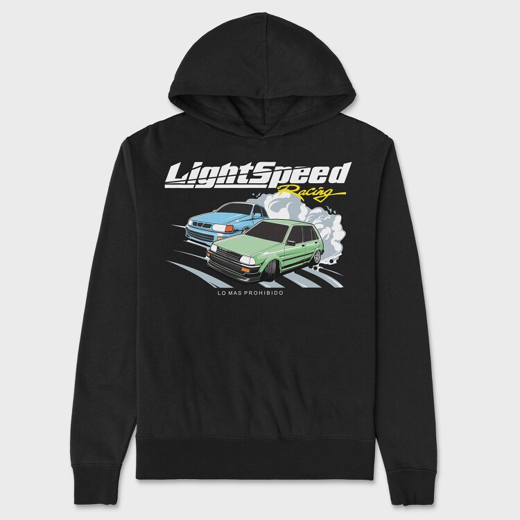 Drift Racing Blue Green Car, Унисекс Мъжко Суичър