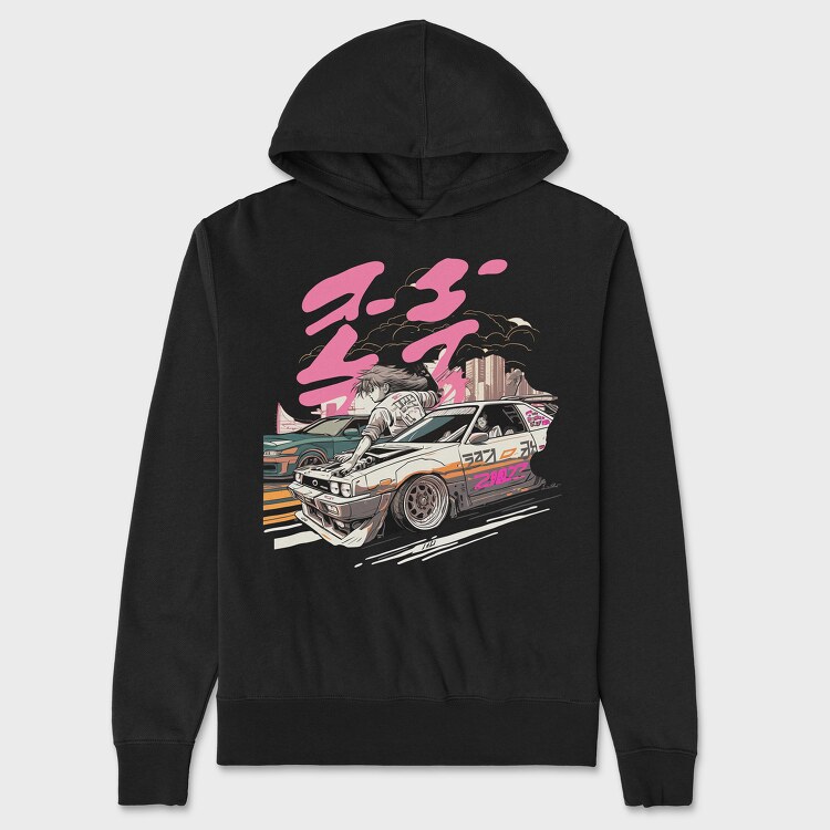 Race Car Competing Girl Manga, Унисекс Мъжко Суичър