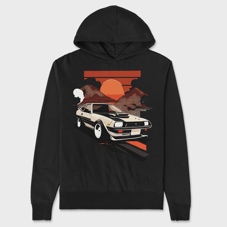 Classic Car Sunset Mountains, Unisex Men's Hoodie