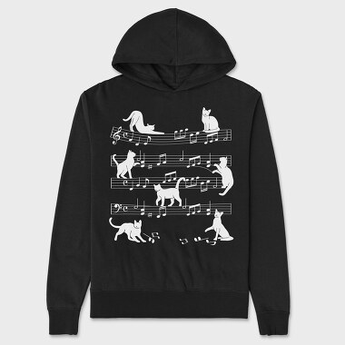 Music Staff Cats, Unisex Men's Hoodie