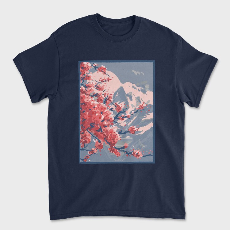 Sakura Mountains Paint, Унисекс Мъжка Тениска
