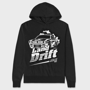 Land Drift Black and White, Unisex Men's Hoodie