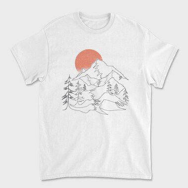 Lineart Landscape, Unisex Men's T-Shirt