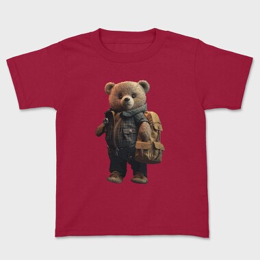 Kids' T-Shirt, Teddy With Backpak