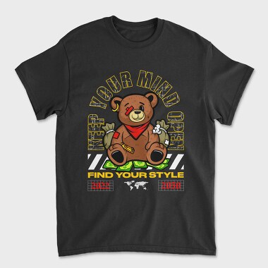 Mind Open Bear, Unisex Men's T-Shirt