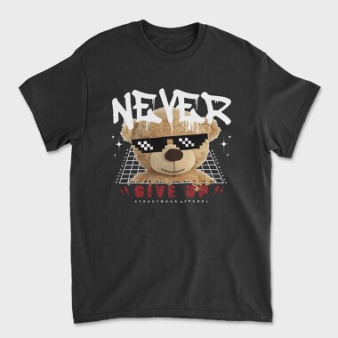Never Give Up Bear, Unisex Men's T-Shirt