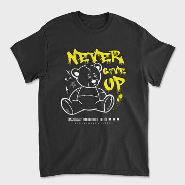 Never Give Up Teddy Bear, Unisex Men's T-Shirt