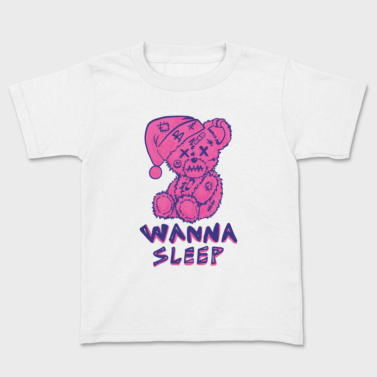 Wanna Sleep Bear, Kids' T-Shirt