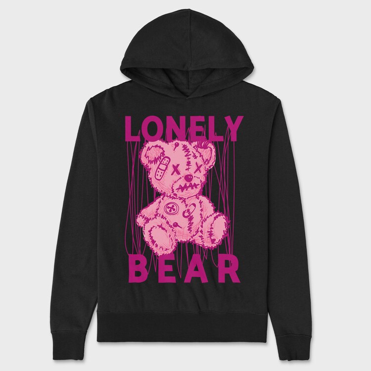 Pink Lonely Bear, Unisex Men's Hoodie