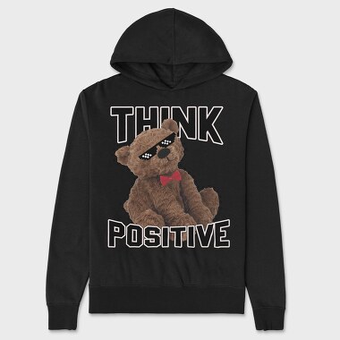 Think Positive Bear, Unisex Men's Hoodie