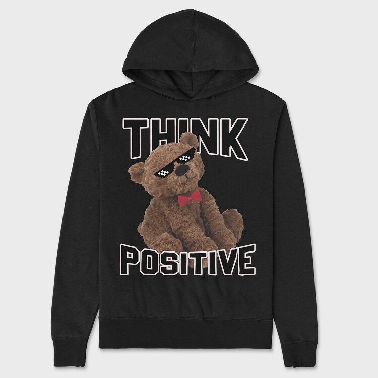 Think Positive Bear, Unisex Men's Hoodie