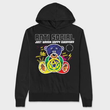 Anti Social Bear, Unisex Men's Hoodie