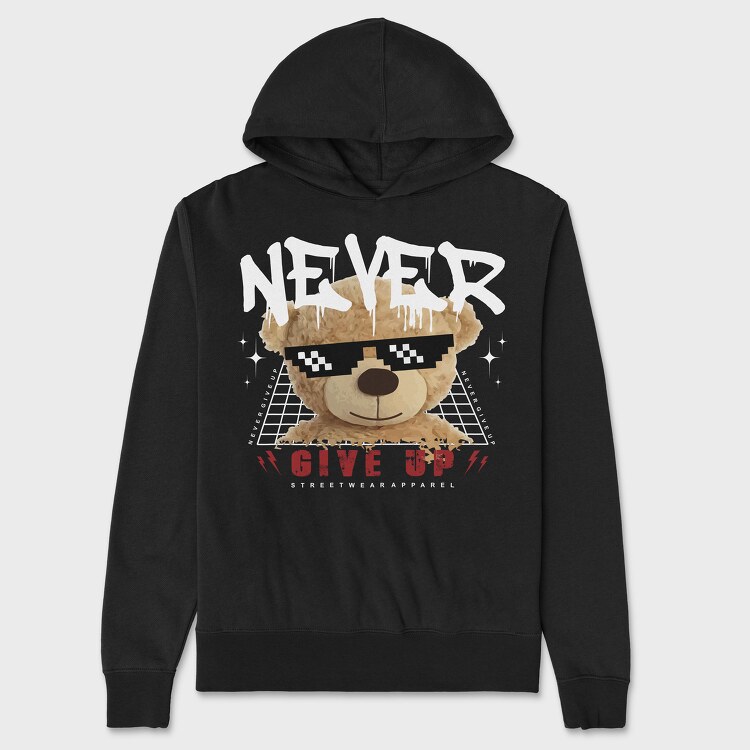 Never Give Up Bear, Unisex Men's Hoodie