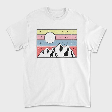 Retro Mountain Sunset, Unisex Men's T-Shirt