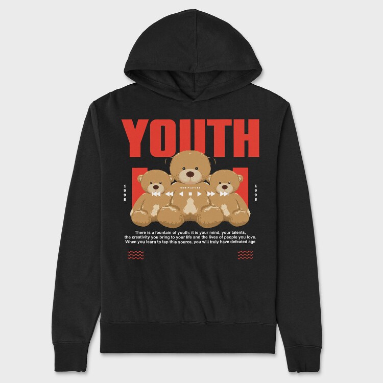 Youth Bear, Unisex Men's Hoodie