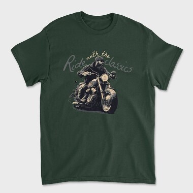 Motorcycle With Rider Ride With the Classics, Unisex Men's T-Shirt