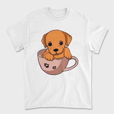 Unisex Men's T-Shirt, Coffee Cup Dog