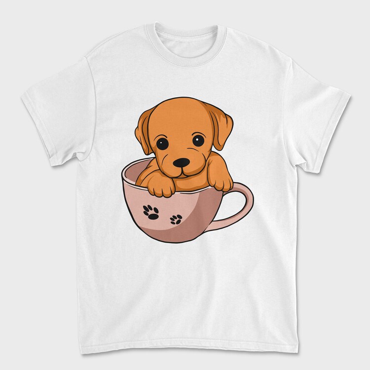 Coffee Cup Dog, Unisex Men's T-Shirt