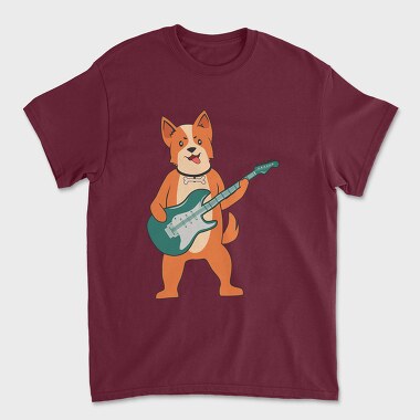 Dog Playing Guitar 1, Unisex Men's T-Shirt