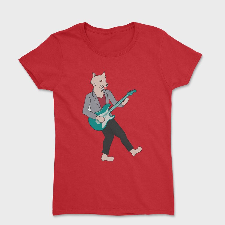 Dog Playing Guitar 10, Дамска Тениска