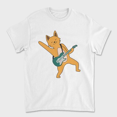 Dog Playing Guitar 15, Unisex Men's T-Shirt