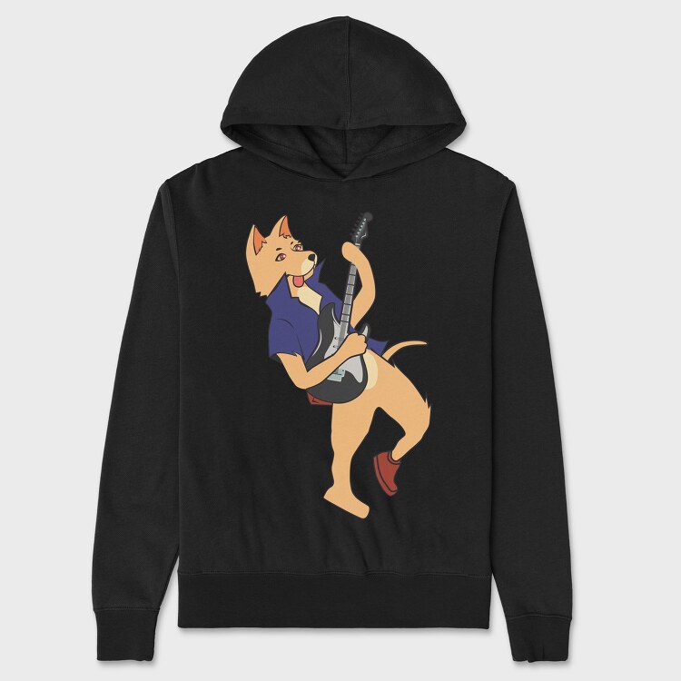 Dog Playing Guitar 3, Unisex Men's Hoodie