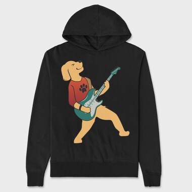 Dog Playing Guitar 4, Unisex Men's Hoodie