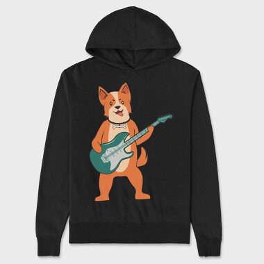 Dog Playing Guitar 1, Unisex Men's Hoodie