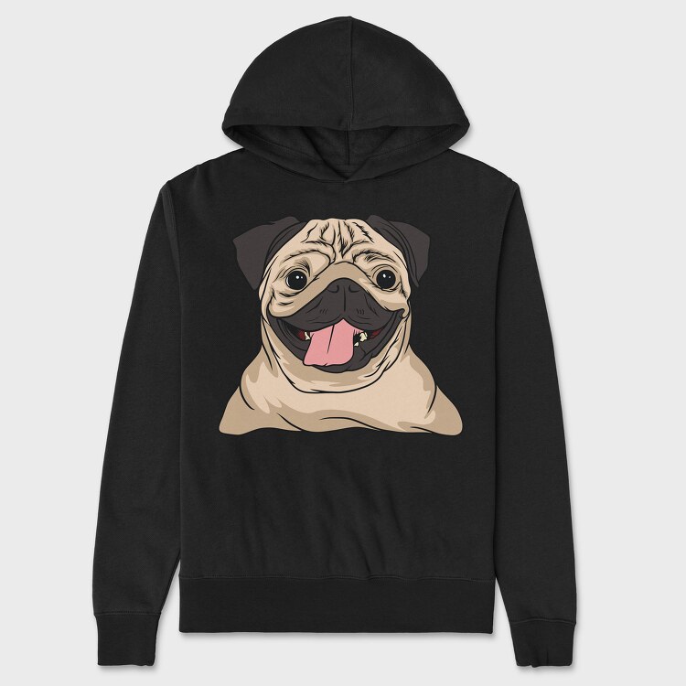 Pug Portrait, Unisex Men's Hoodie