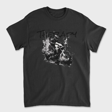 Motocross Rider Kicking Up Dirt and Jumping Dirt Therapy, Unisex Men's T-Shirt